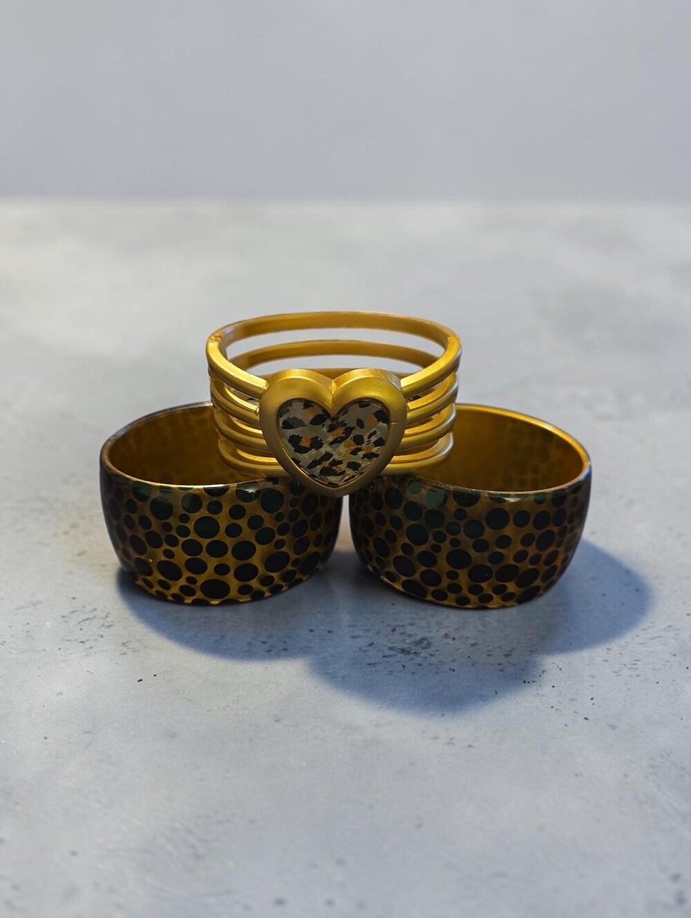 Gold Heart Accent Stackable Braclets  Women's Fashion Jewelry
